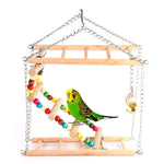 Bird Ladder Swing Toy Double Layer Wooden Ring Bell for Parrots