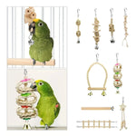 Bird Chew Toys Wooden Color 9-Piece Set Swing Hanging Bridge for Parrots AUS