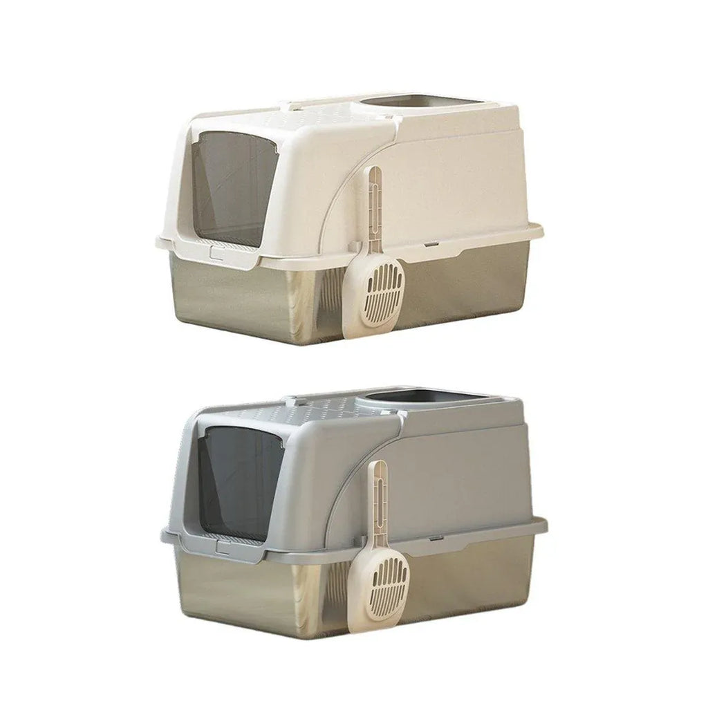 Durable Stainless Steel Cat Litter Box Pan Pet Toilet Odor Control Tray Large - White