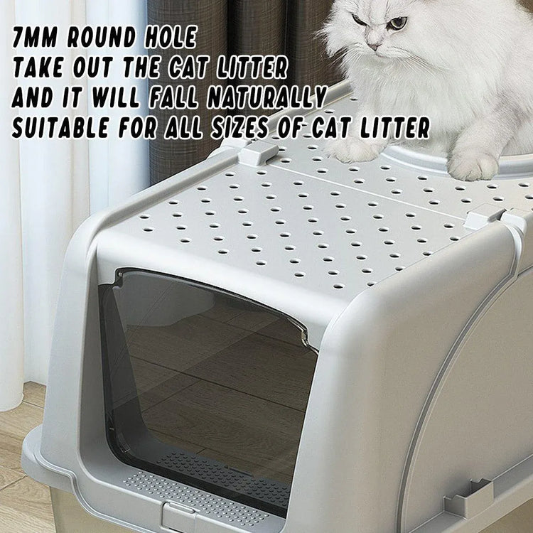 Durable Stainless Steel Cat Litter Box Pan Pet Toilet Odor Control Tray Large - White