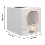 Pink Fully Enclosed Cat Litter Box Large Plastic Toilet for Cats with Lid Tray