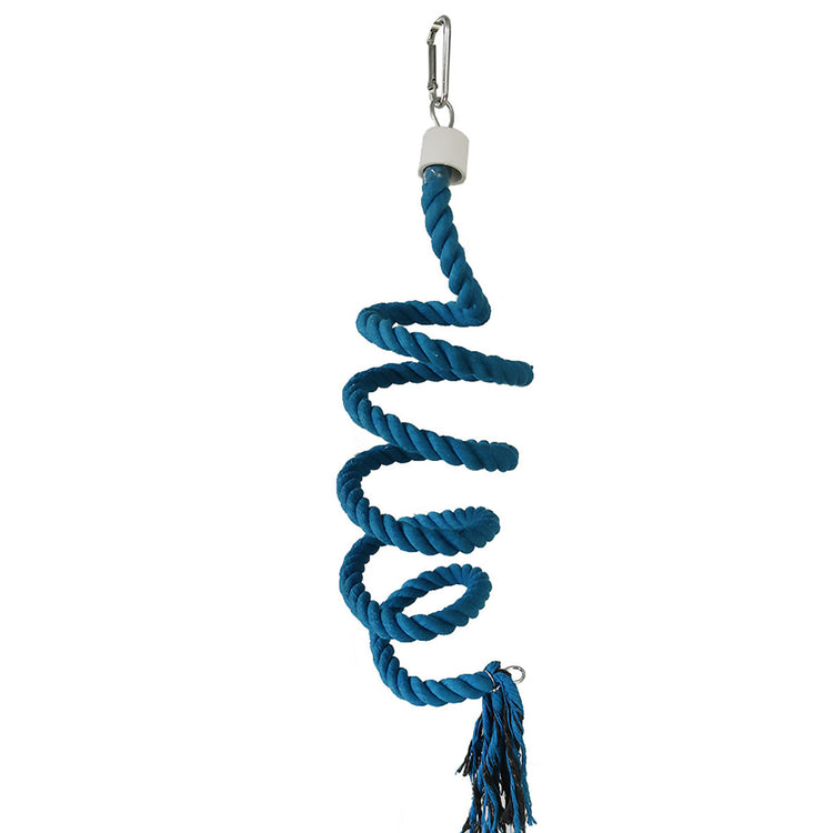 Bird Climbing Rope Toy Cotton Spiral Ladder Parrot Cage Hanging Swing Pet Toy - Green