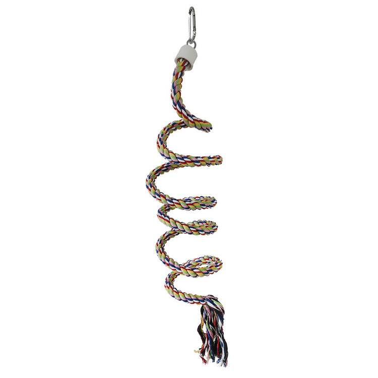 Bird Climbing Rope Toy Cotton Spiral Ladder Parrot Cage Hanging Swing Pet Toy - Green