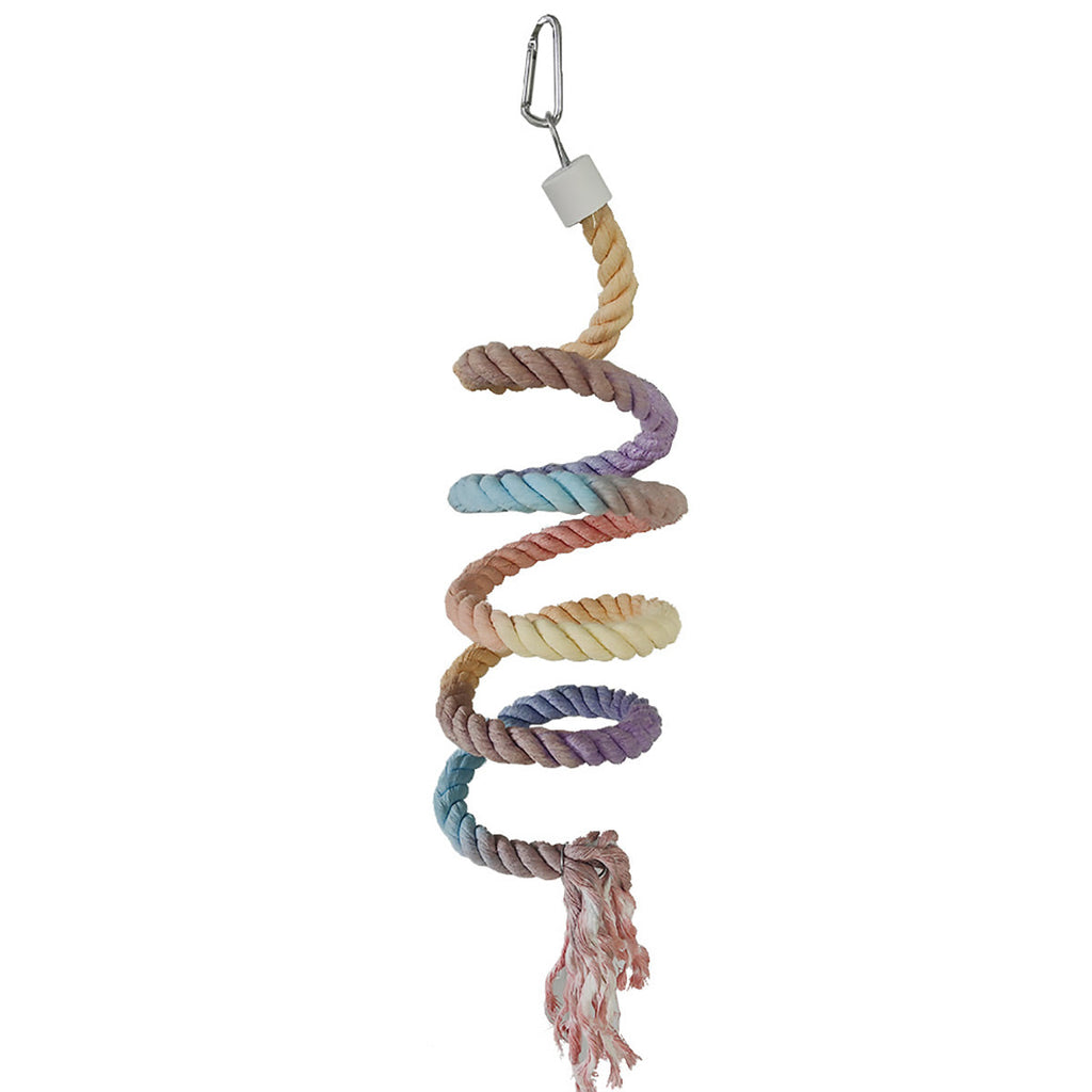 Bird Climbing Rope Toy Cotton Spiral Ladder Parrot Cage Hanging Swing Pet Toy - Green