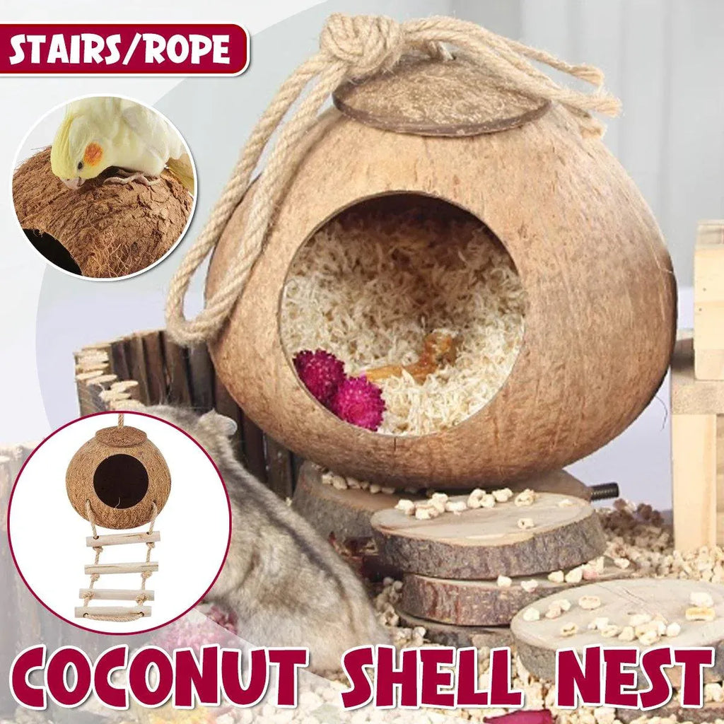 Lanyard Birdhouse Parrot Coconut Nest Bed Hanging Bird Cage for Small Birds - Stairs type