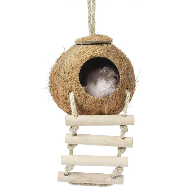 Lanyard Birdhouse Parrot Coconut Nest Bed Hanging Bird Cage for Small Birds - Stairs type