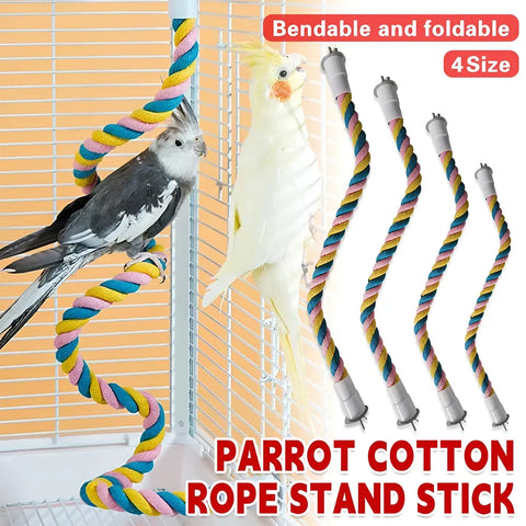 U Shaped Parrot Cotton Rope Climbing Toy Perch Stand for Bird Cage - 120cm
