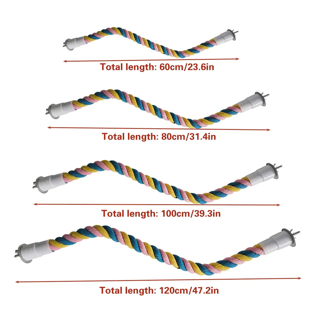 U Shaped Parrot Cotton Rope Climbing Toy Perch Stand for Bird Cage - 80cm