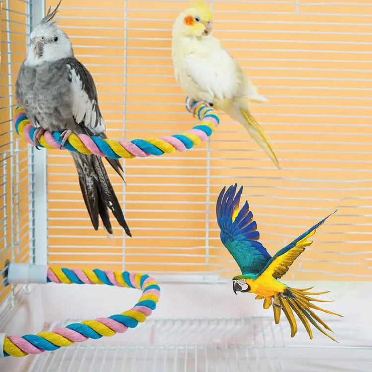 U Shaped Parrot Cotton Rope Climbing Toy Perch Stand for Bird Cage - 80cm