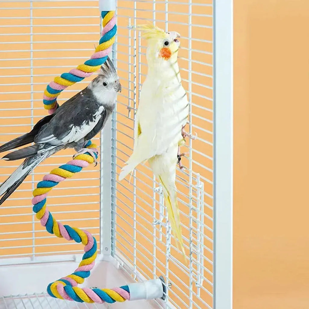 U Shaped Parrot Cotton Rope Climbing Toy Perch Stand for Bird Cage - 80cm