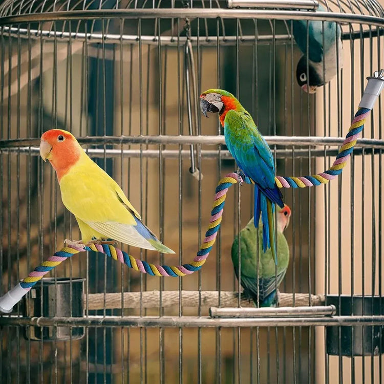 U Shaped Parrot Cotton Rope Climbing Toy Perch Stand for Bird Cage - 80cm