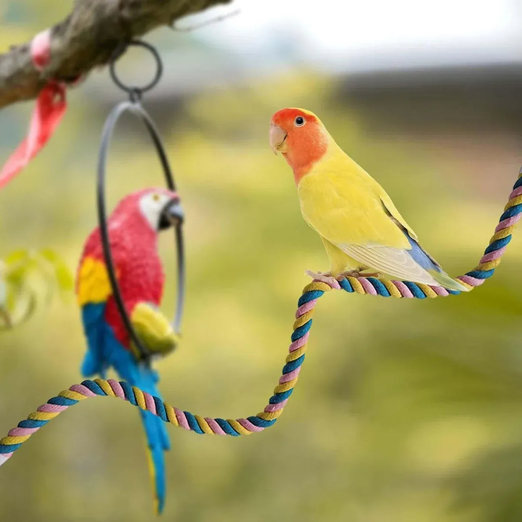 U Shaped Parrot Cotton Rope Climbing Toy Perch Stand for Bird Cage - 80cm