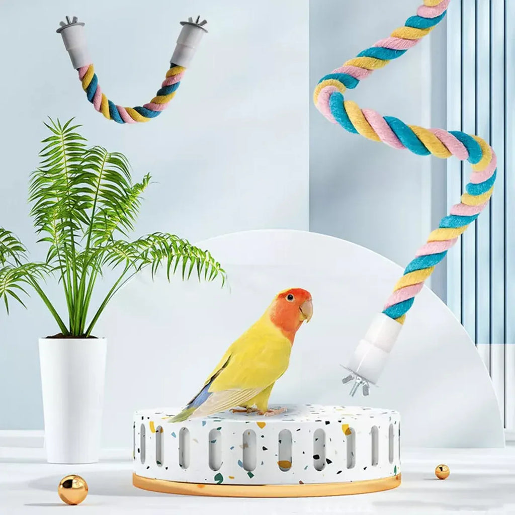 U Shaped Parrot Cotton Rope Climbing Toy Perch Stand for Bird Cage - 80cm