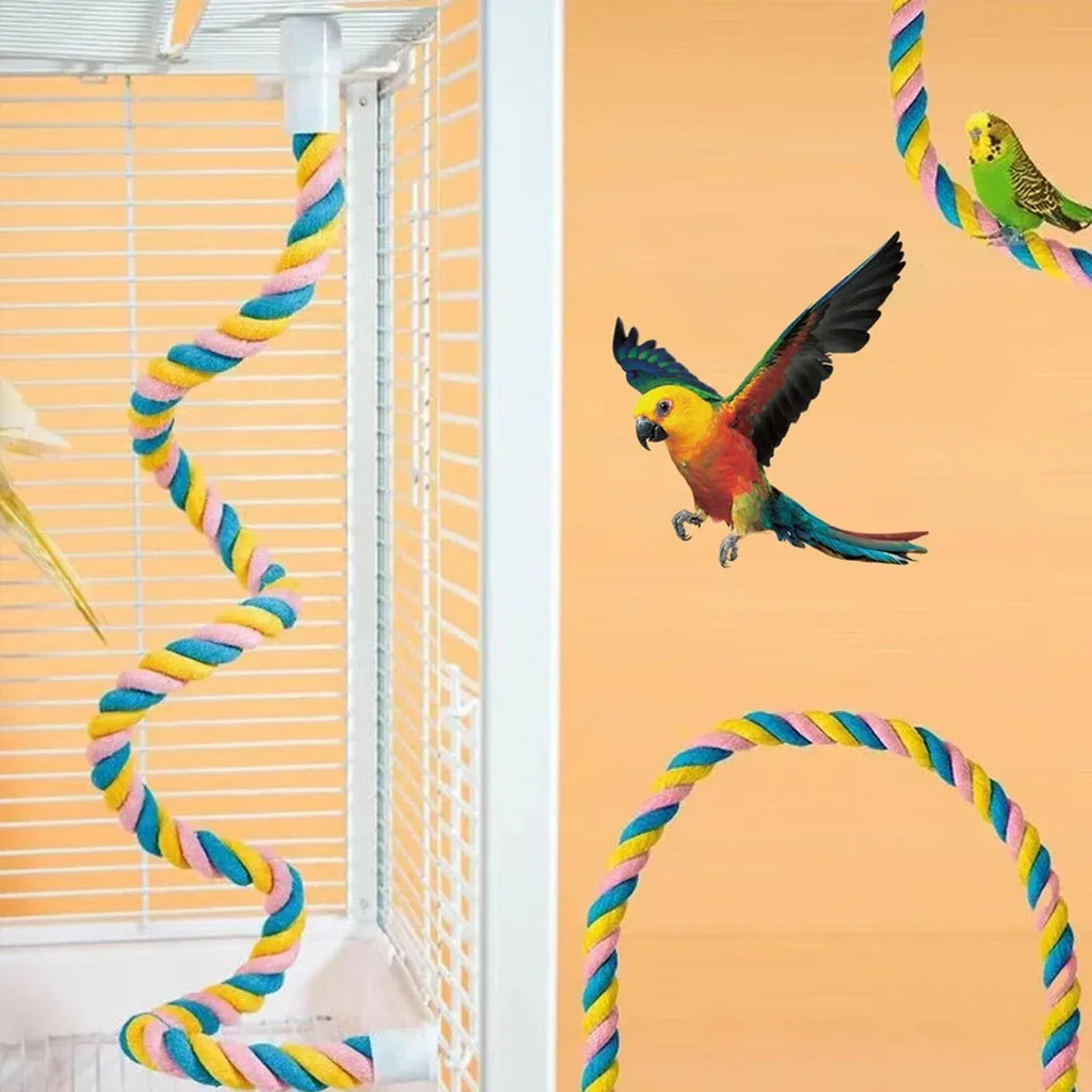 U Shaped Parrot Cotton Rope Climbing Toy Perch Stand for Bird Cage - 80cm