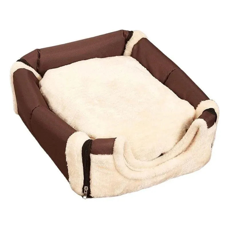 L Size Pet House Kennel Soft Igloo Beds Cave Cat Puppy Bed Warm Cushion Fold - Brown Dots