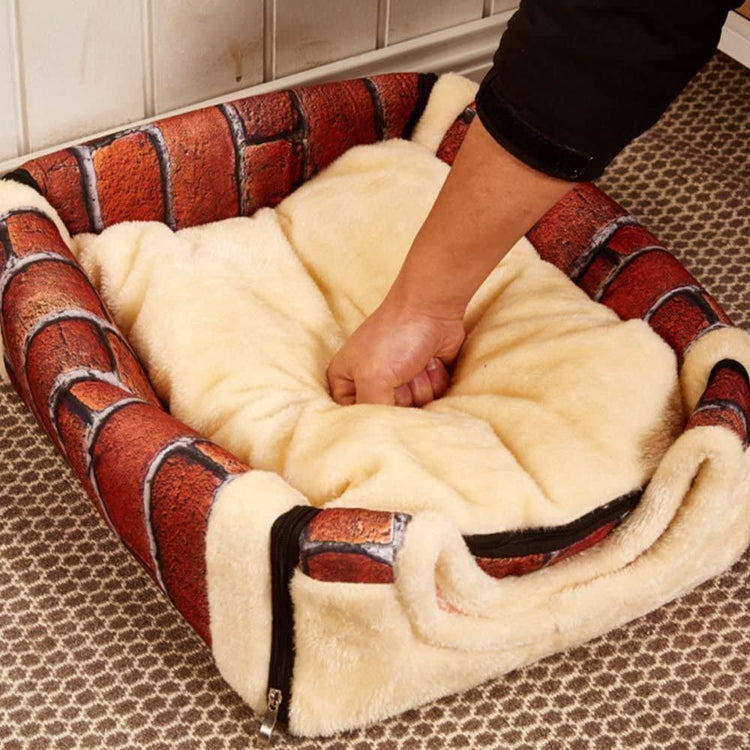 L Size Pet House Kennel Soft Igloo Beds Cave Cat Puppy Bed Warm Cushion Fold - Brown Dots