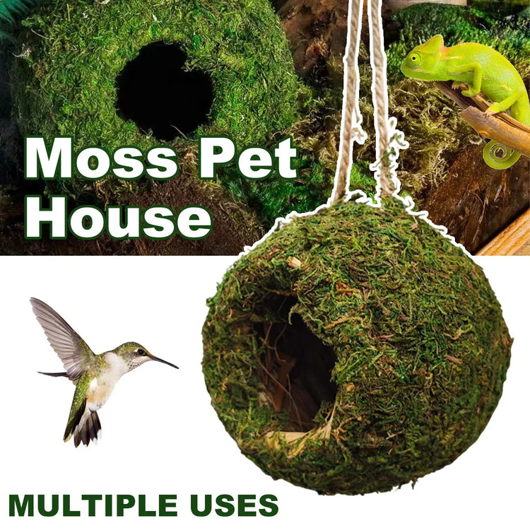Hanging Bird Nest Moss Shelter Natural Hideout Nesting Hut Cage Decoration