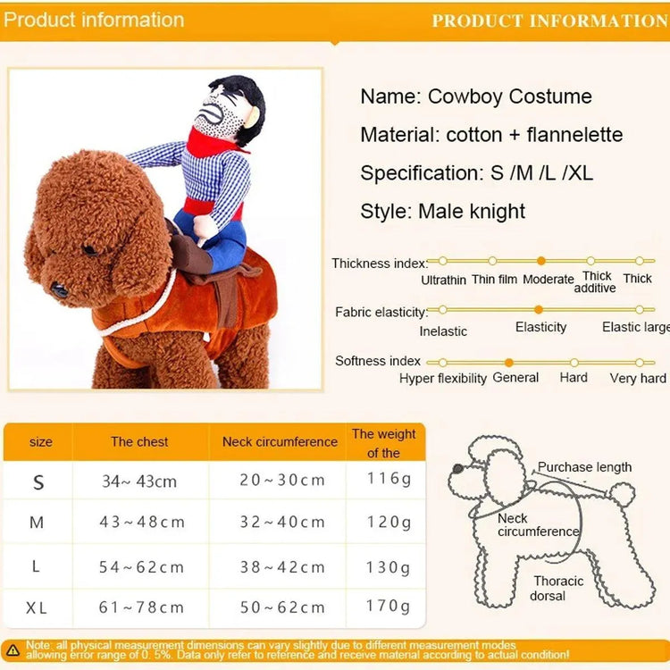 Halloween Dog Costume Pet Accessories Funny Dress Up for Small Medium Dogs - Little Devil Riding-XL