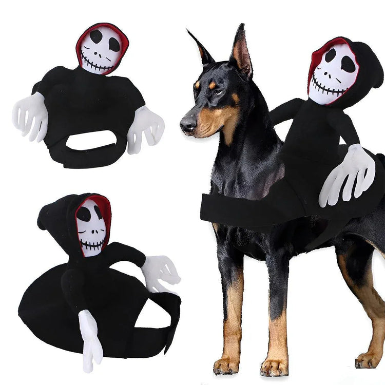 Halloween Dog Costume Pet Accessories Funny Dress Up for Small Medium Dogs - Little Devil Riding-XL
