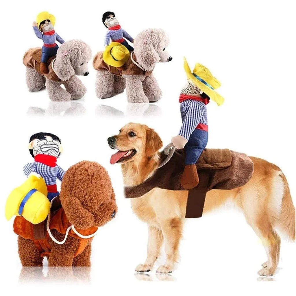 Halloween Dog Costume Pet Accessories Funny Dress Up for Small Medium Dogs - Little Devil Riding-XL