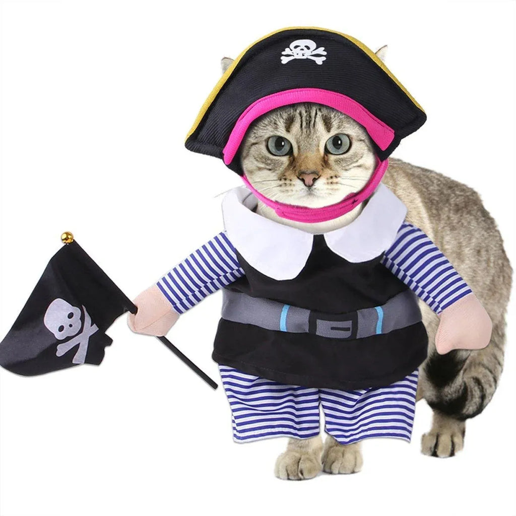 Halloween Dog Costume Pet Accessories Funny Dress Up for Small Medium Dogs - New Pirate-M