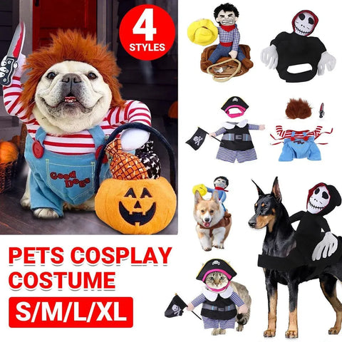 Halloween Dog Costume Pet Accessories Funny Dress Up for Small Medium Dogs - Deadly Doll-S
