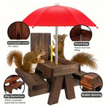 Wooden Squirrel Feeder Outdoor Hanging Bird Feeder for Garden Backyard Pets