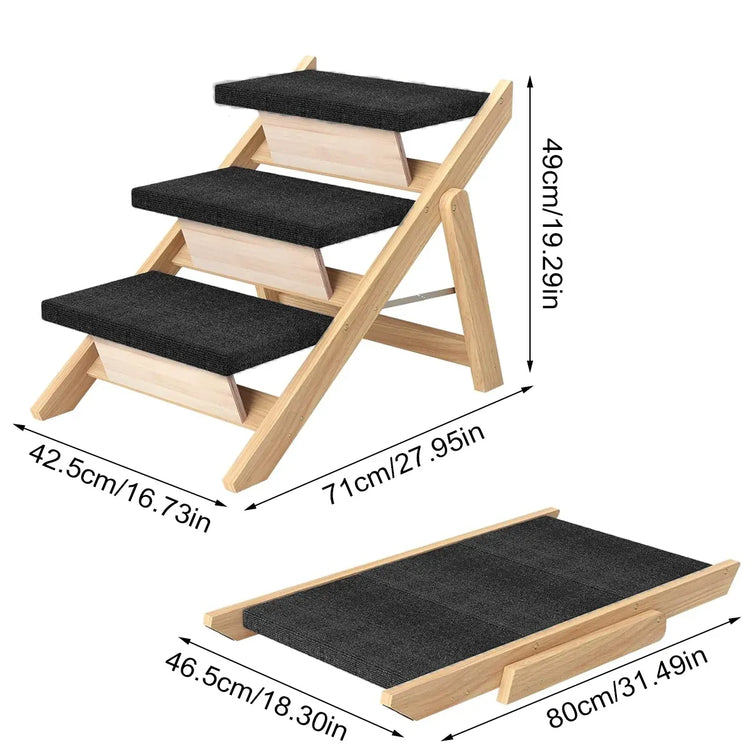 Outdoor Indoor Portable Wooden Pet Stairs Dog Cat Climbing Ladder Non Slip Play