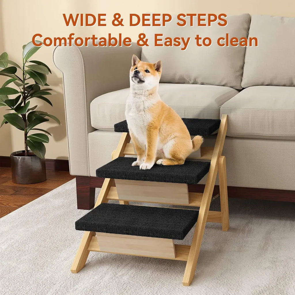 Outdoor Indoor Portable Wooden Pet Stairs Dog Cat Climbing Ladder Non Slip Play