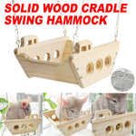 Wooden Cradle Swing Hammock Cage Accessory for Small Pets