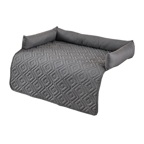 75*75CM Grey Waterproof & Scratch-Resistant Pet Sofa Protector Mat with Pillow | Cat & Dog Bed, Washable, All-Season