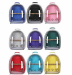 Grey Stylish Transparent PVC Pet Carrier Backpack - Large Capacity, Multi-Use for Birds & Cats(Including Wooden Stick)