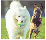 2 Pcs Green And Blue Interactive Pet Treat Dispensing Ball - Food-Grade Silicone Rolling Toy for Dogs with 1.5 cm Leakage Hole