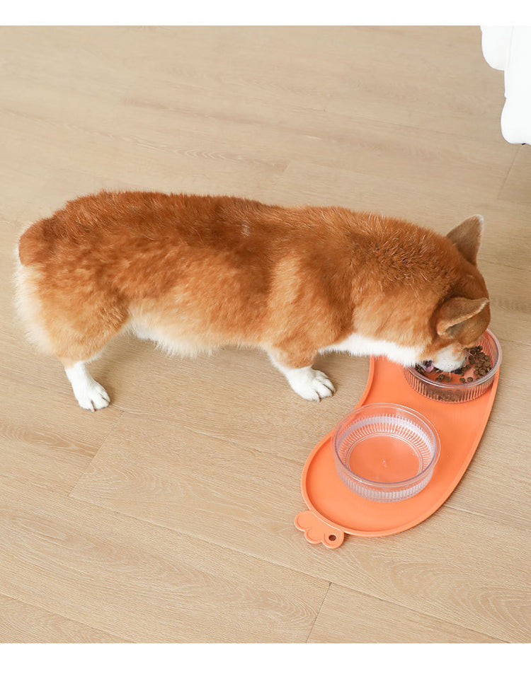 Blue Non-Slip Pet Feeding Mat - Waterproof Dog & Cat Food Bowl Placemat with Raised Edges