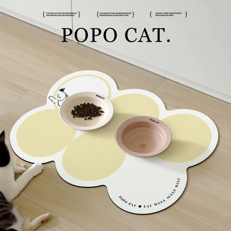 Style 8 Yellow Pumpkin Pattern Absorbent Diatomaceous Earth Pet Feeding Mat - Non-Slip & Quick Dry Placemat (50x80cm)