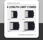 Professional Pet Grooming Hair Clipper Kit - Rechargeable, Low Noise, with Ceramic Blades & 5-Speed Adjustment(Platinum)