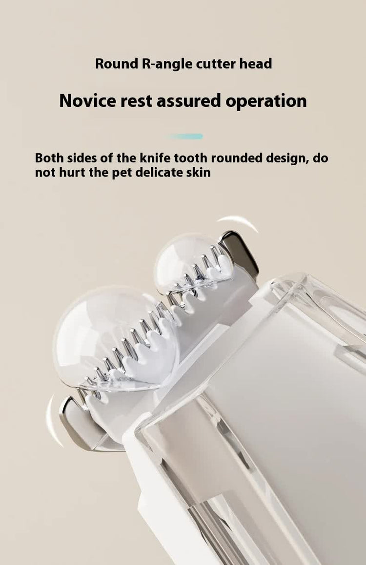 White Rechargeable Pet Grooming Clipper with Built-in Vacuum - Low Noise Hair Trimmer for Dogs & Cats