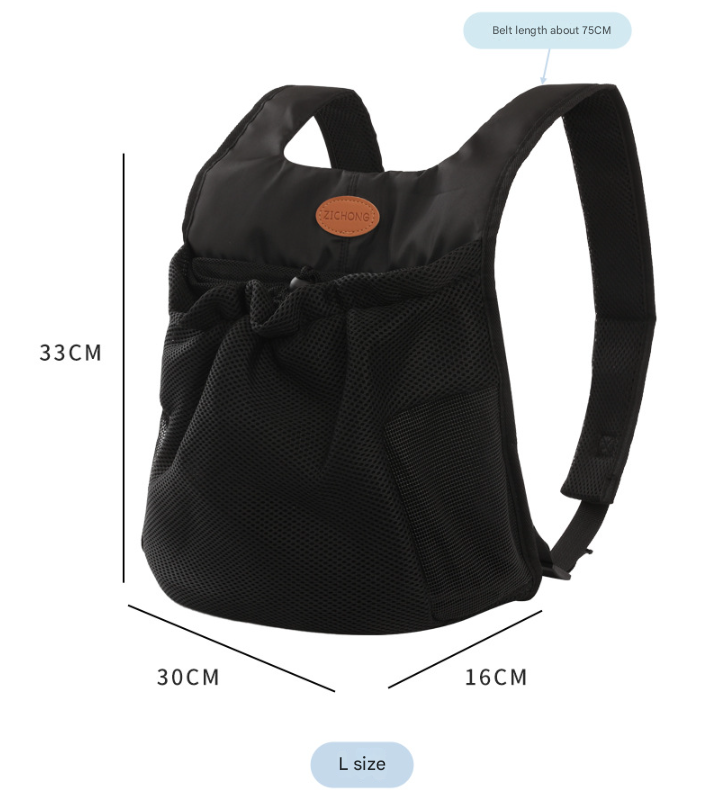 L Black Hands-Free Pet Carrier Backpack for Small Dogs & Cats - Breathable Chest Pack for Outdoor Travel & Hiking