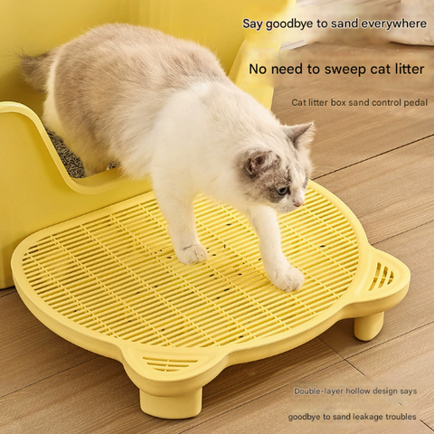 Pink Elevated Cat Litter Trapping Mat - Dual-Layer Scatter Control Tray with Grate