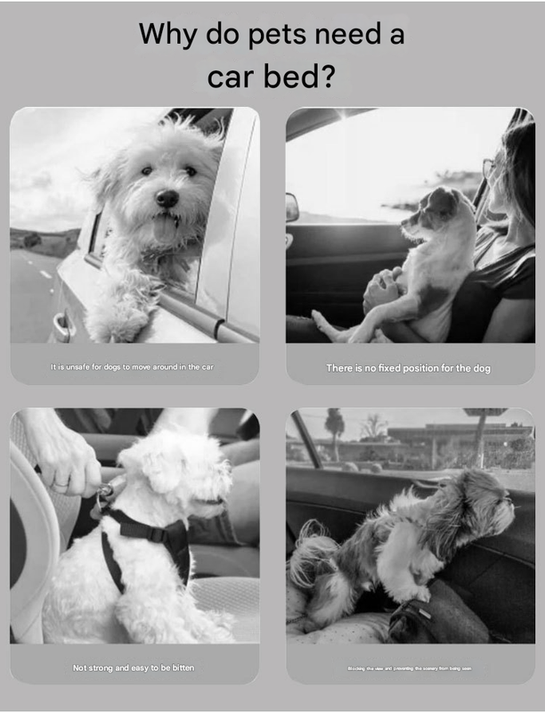 Dark blue Plush Dog Car Booster Seat - 2-in-1 Travel Bed for Small Dogs with Washable Cover