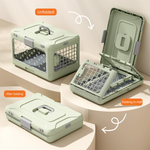 Grey Premium Foldable Pet Carrier Crate - Breathable Aviation Travel Box for Cats & Small Dogs up to 10kg - Portable Car & Flight Transport Case