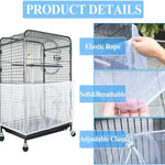 XL Black【Height 37, Circumference 220】 Large Bird Cage Seed Catcher Net Cover - Adjustable Mesh Guard Splash-Proof Dust Cover for Indoor Outdoor Cages