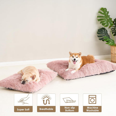 Luxury Long Plush Pet Bed Mat Faux Fur Crate Pad 45x30cm Light Grey Soft Warm Cushion for Cats & Small Dogs