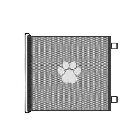 Retractable Pet Safety Gate 110x78cm Paw Print Mesh Dog Barrier No Drill Retracting Fence for Stairs and Doorways