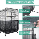 XXL White Star【Height 40, Circumference 220】 Large Bird Cage Seed Catcher Net Cover - Adjustable Mesh Guard Splash-Proof Dust Cover for Indoor Outdoor Cages