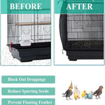 S Black Flower【Height 17, Circumference 110】 Large Bird Cage Seed Catcher Net Cover - Adjustable Mesh Guard Splash-Proof Dust Cover for Indoor Outdoor Cages