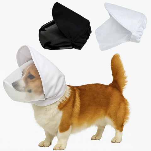Size M Black Mesh Net Hood for Dogs – Protective Face Cover Against Insects, Debris, and Oral Ingestion
