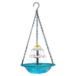 Blue Solar Hanging 3-Layer Cascade Bird Bath Fountain & Wildlife Feeder - 9.25"W Bird Bath Bowl with Solar Powered Pump for Outdoor Garden Backyard Patio Lawn