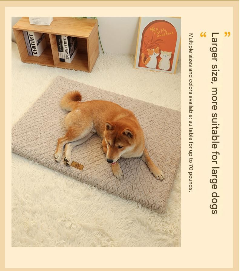 Coffee XXL size Pet Dog Bed Mat - Plush Short Fur Cover with Wave Foam Padding - Washable Removable Cover, Non-Slip Base, Warm Winter Cushion for Dogs and Cats, Multiple Sizes