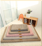 Coffee XXL size Pet Dog Bed Mat - Plush Short Fur Cover with Wave Foam Padding - Washable Removable Cover, Non-Slip Base, Warm Winter Cushion for Dogs and Cats, Multiple Sizes